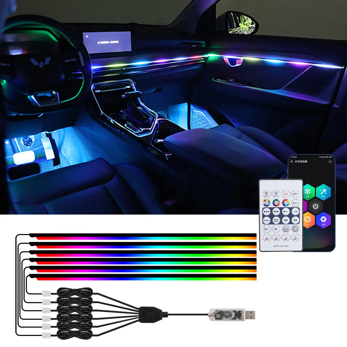 RGB Acrylic LED Strip Ambient Light – App & Remote