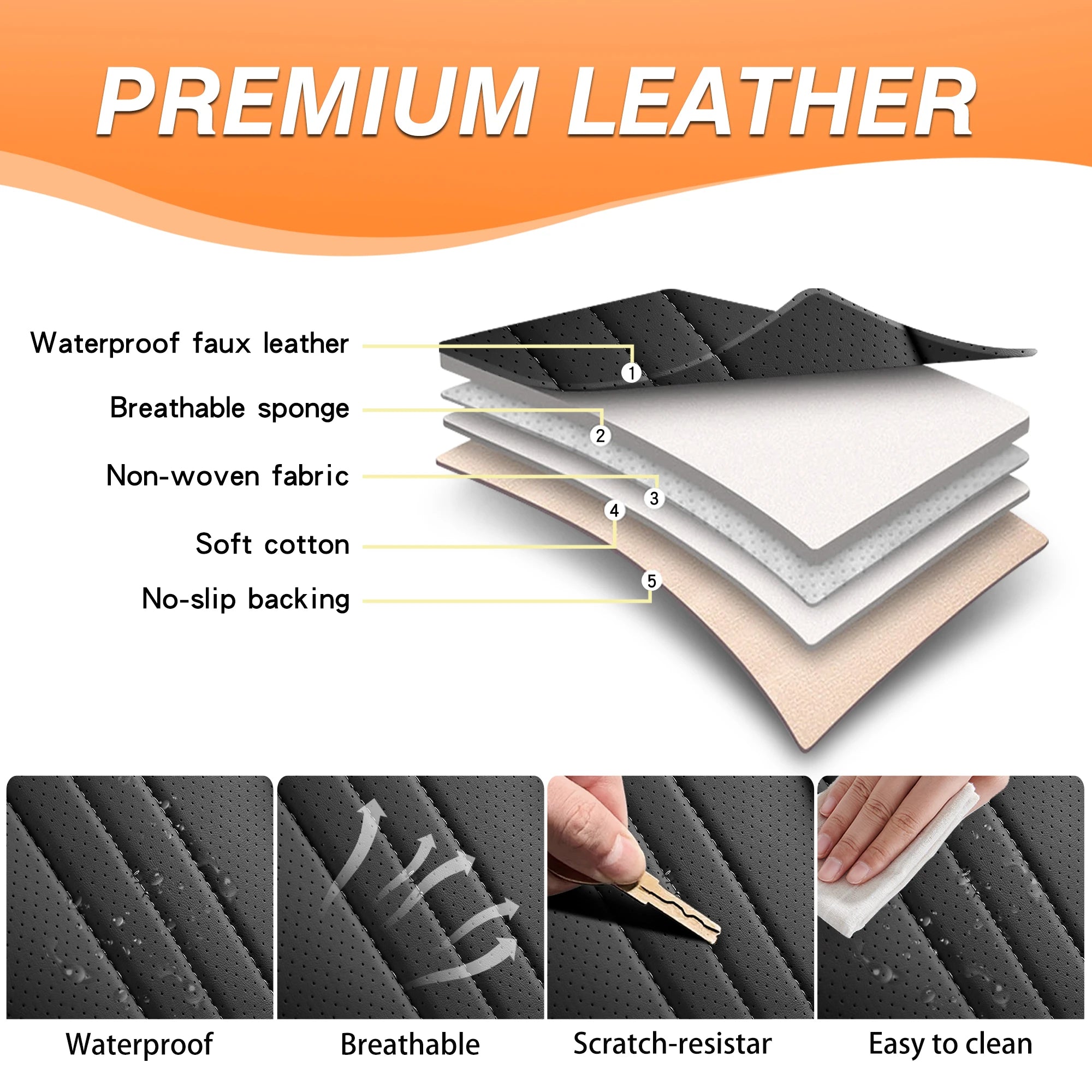 Black Red PVC Leather Car Seat Cover – Universal Fit