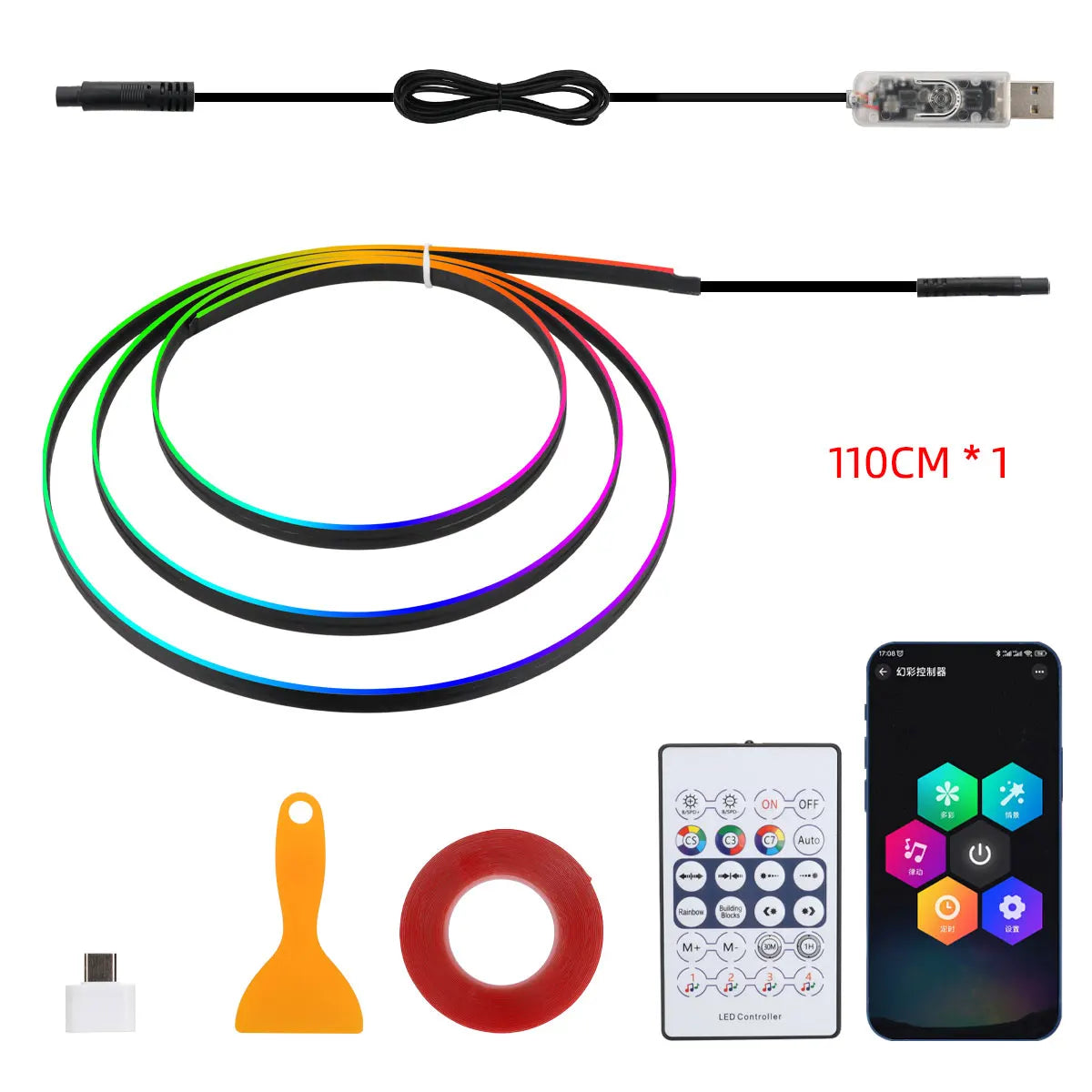 RGB Acrylic LED Strip Ambient Light – App & Remote