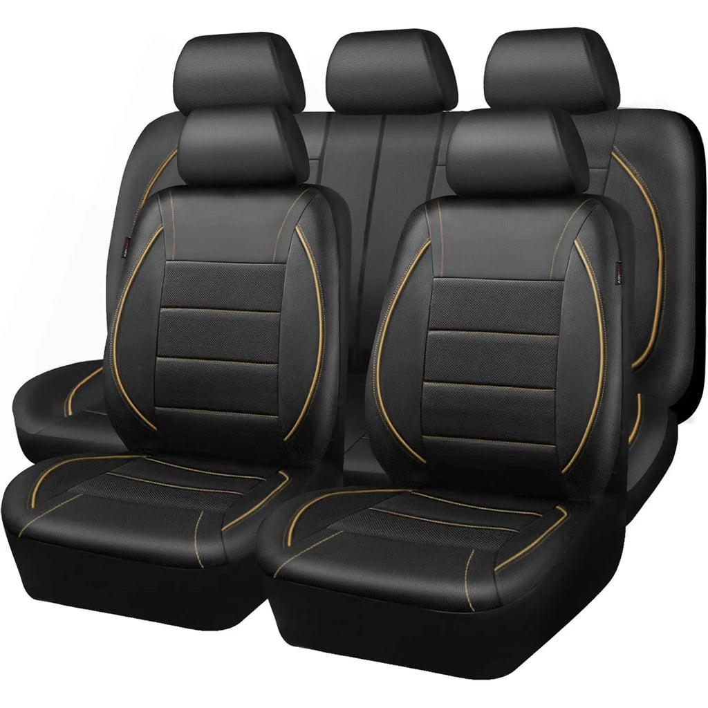 Universal Red Leather Waterproof 5-Seat Car Cover