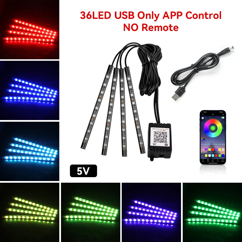 Kit LED RGB Ambiental – Tiras Piso, Sincronía Musical
