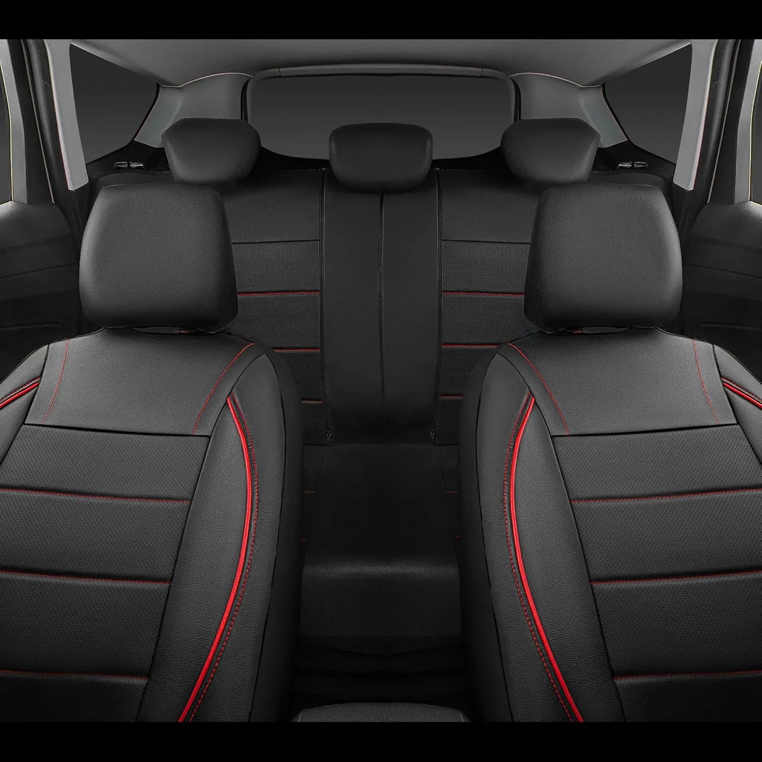 Universal Red Leather Waterproof 5-Seat Car Cover