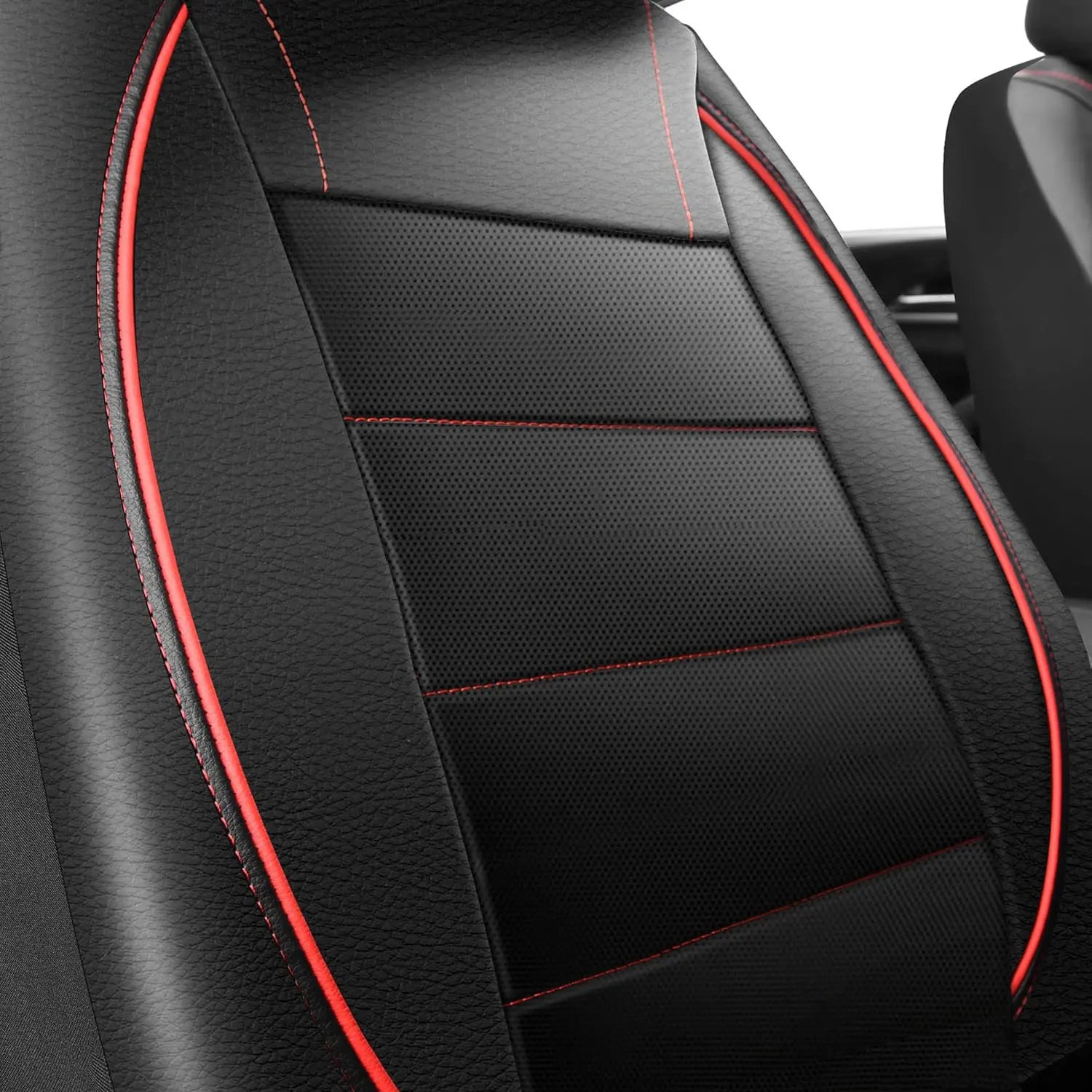 Universal Red Leather Waterproof 5-Seat Car Cover