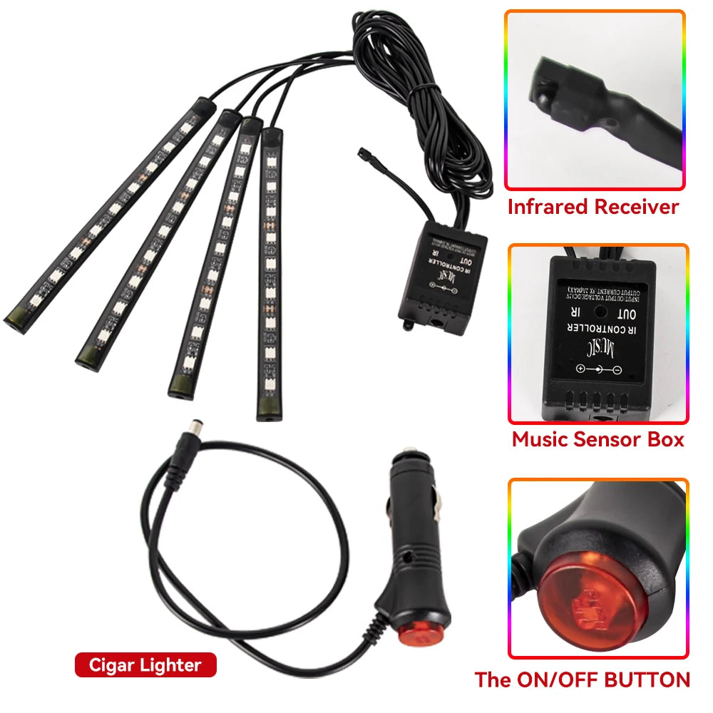 Kit LED RGB Ambiental – Tiras Piso, Sincronía Musical