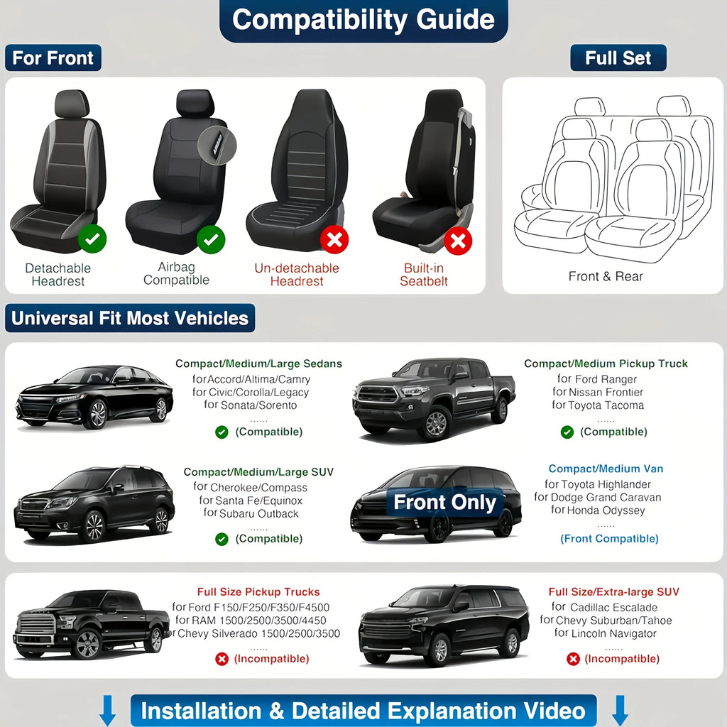 Universal 5-Piece PU Leather Car Seat Covers Set