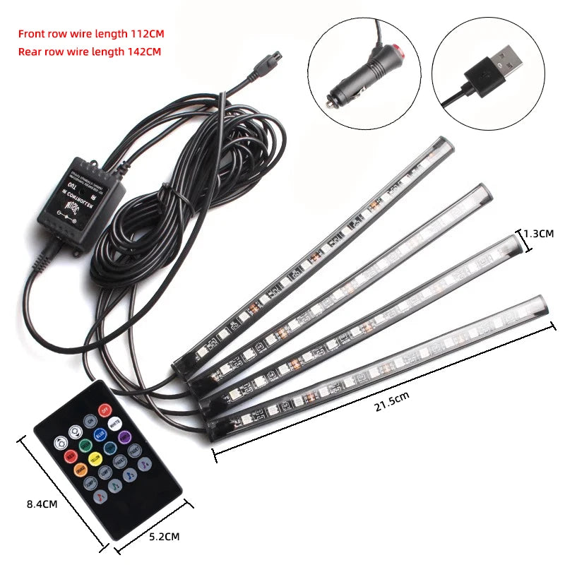 Kit LED RGB Ambiental – 48 LEDs Control Inalámbrico