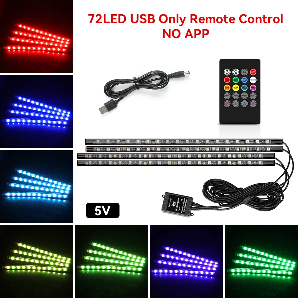 Kit LED RGB Ambiental – Tiras Piso, Sincronía Musical
