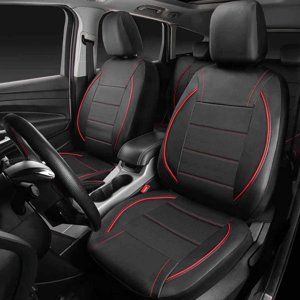Universal Red Leather Waterproof 5-Seat Car Cover