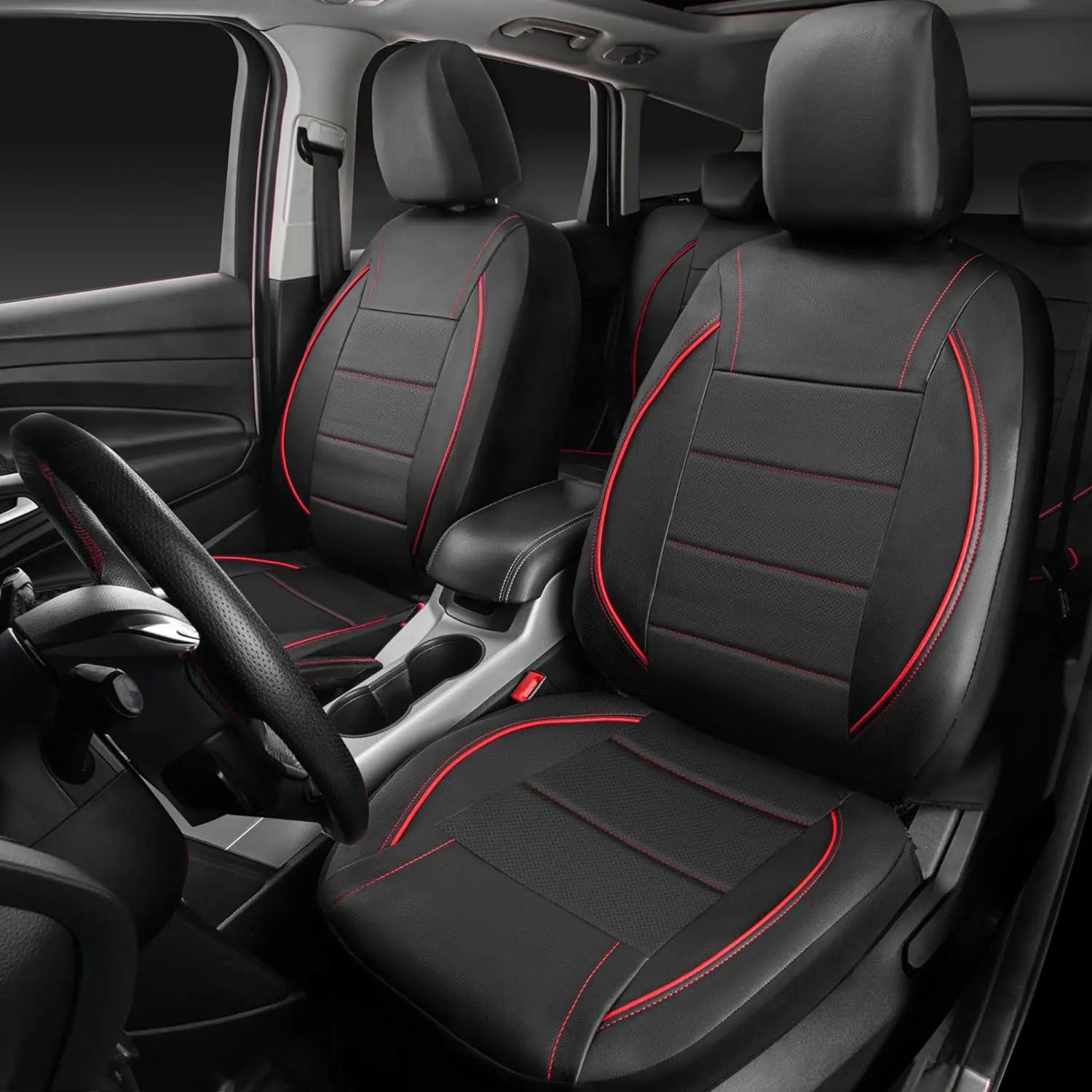 Universal Red Leather Waterproof 5-Seat Car Cover