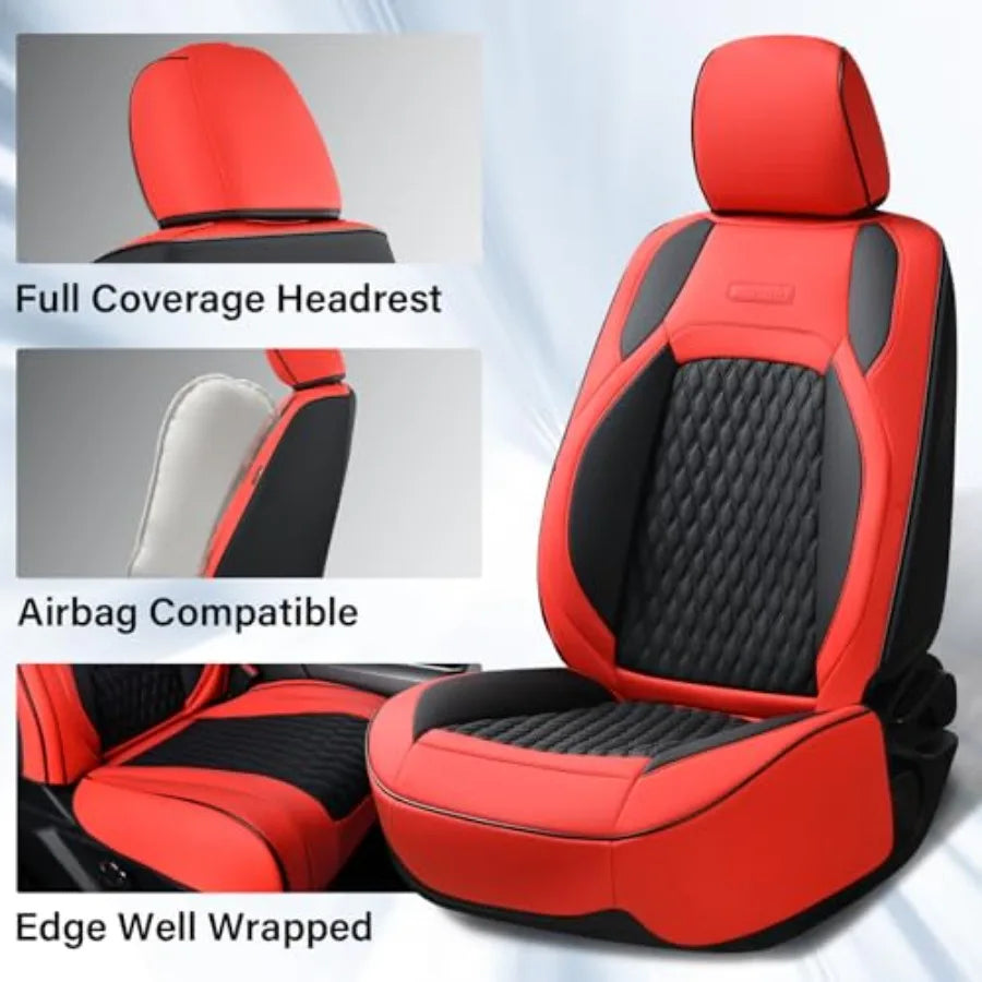 Fundas de Asiento de Cuero Premium para Dodge RAM 1500 / 2500 / 3500 – Con Detalle Rojo