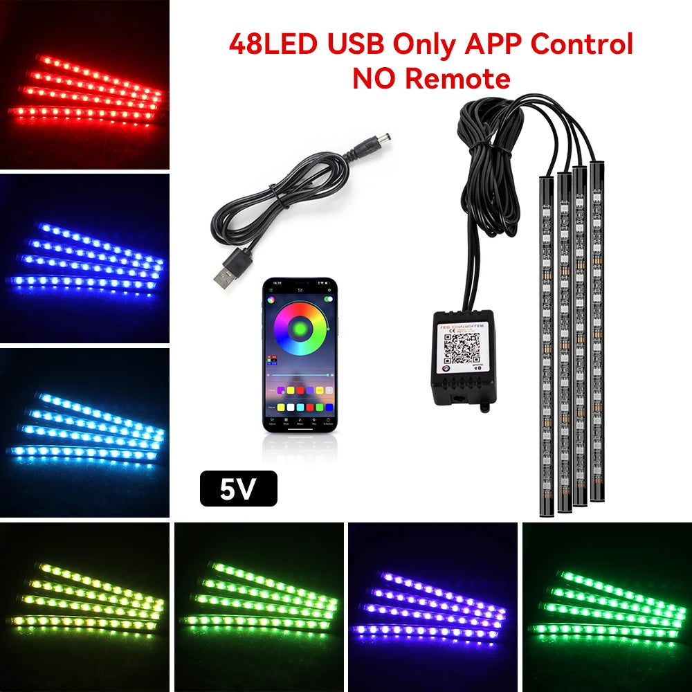 Kit LED RGB Ambiental – Tiras Piso, Sincronía Musical