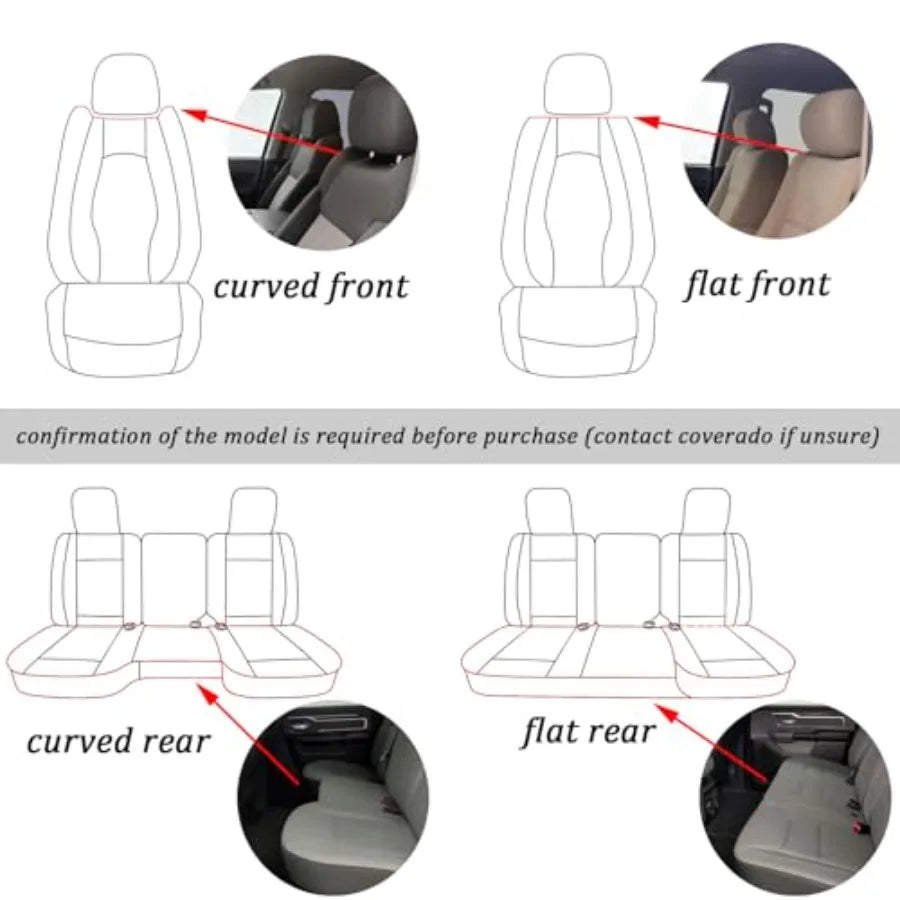 Fundas de Asiento de Cuero Premium para Dodge RAM 1500 / 2500 / 3500 – Con Detalle Rojo