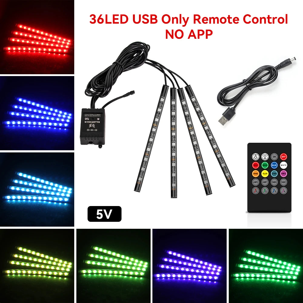 Kit LED RGB Ambiental – Tiras Piso, Sincronía Musical