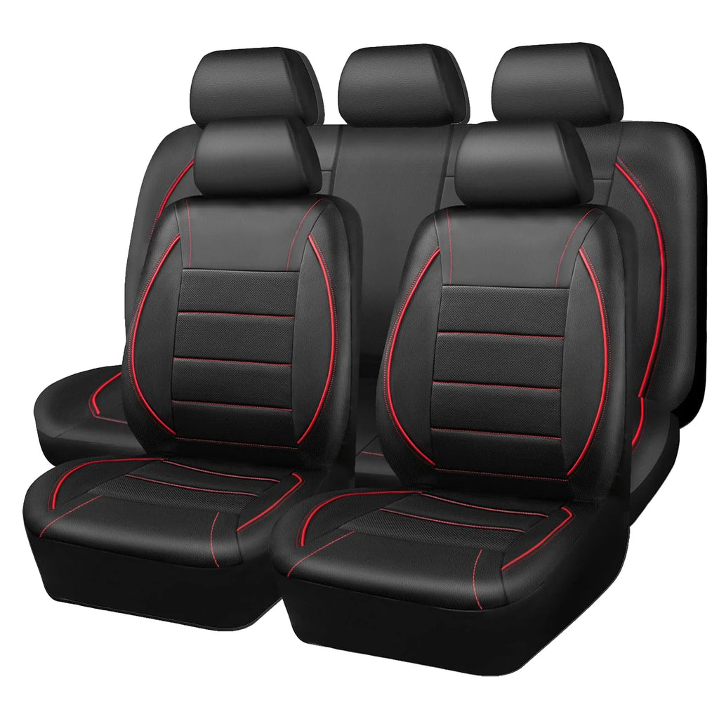 Universal Red Leather Waterproof 5-Seat Car Cover