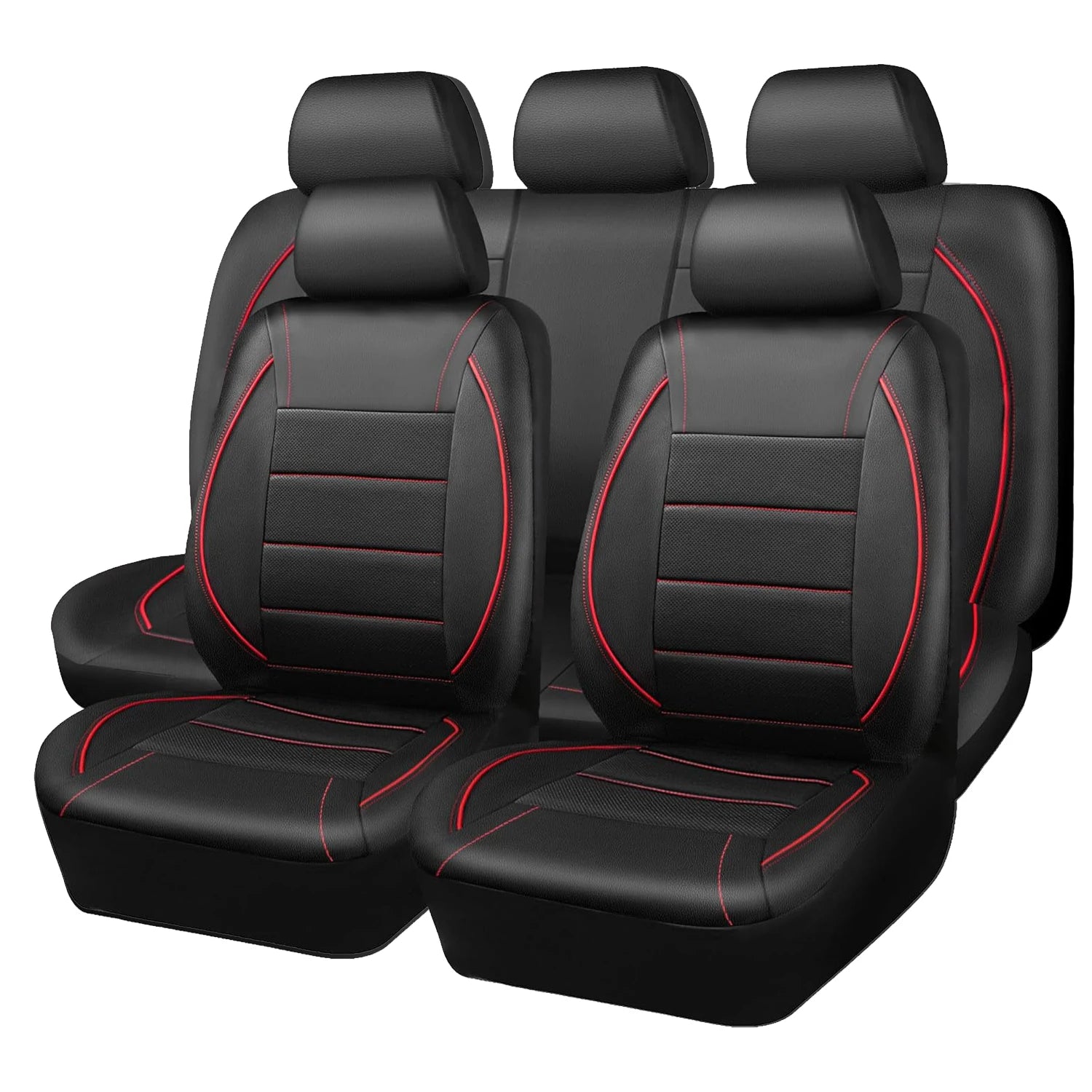 Universal Red Leather Waterproof 5-Seat Car Cover
