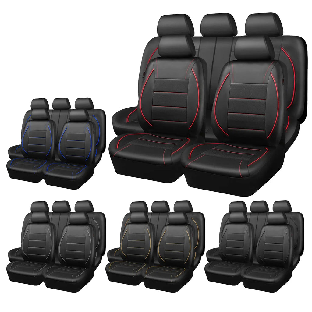 Universal Red Leather Waterproof 5-Seat Car Cover