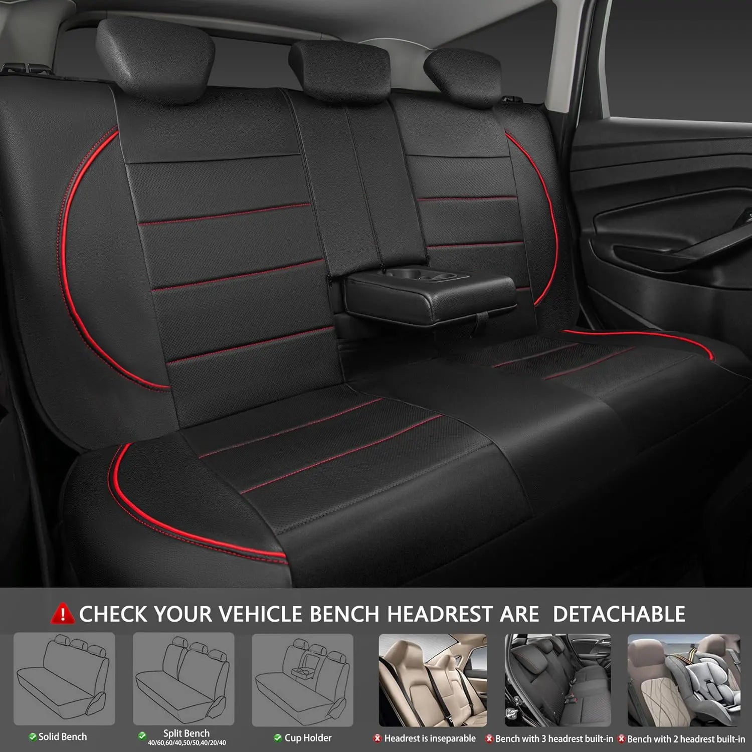 Universal Red Leather Waterproof 5-Seat Car Cover