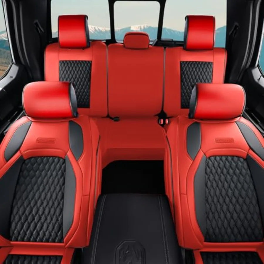Fundas de Asiento de Cuero Premium para Dodge RAM 1500 / 2500 / 3500 – Con Detalle Rojo