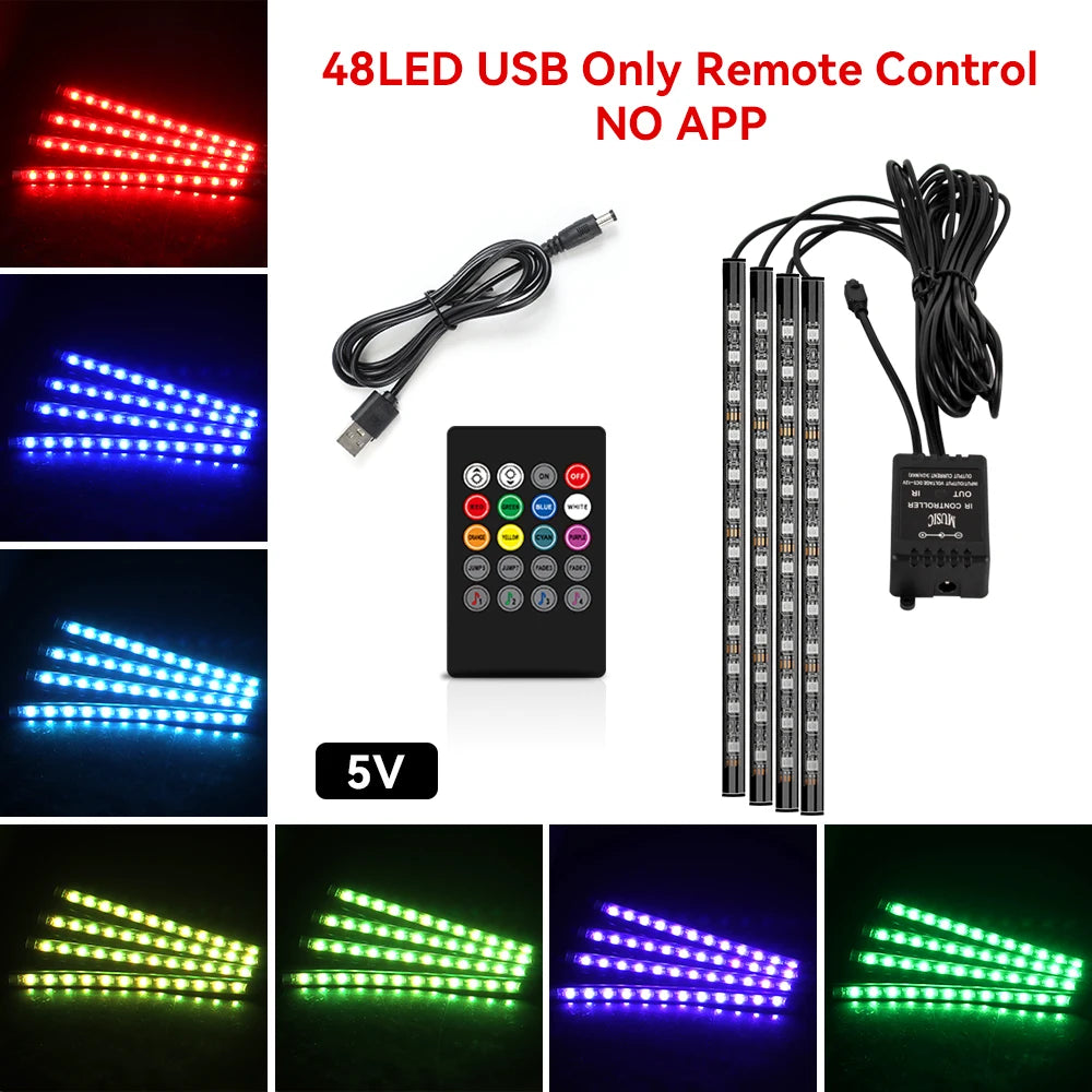 Kit LED RGB Ambiental – Tiras Piso, Sincronía Musical