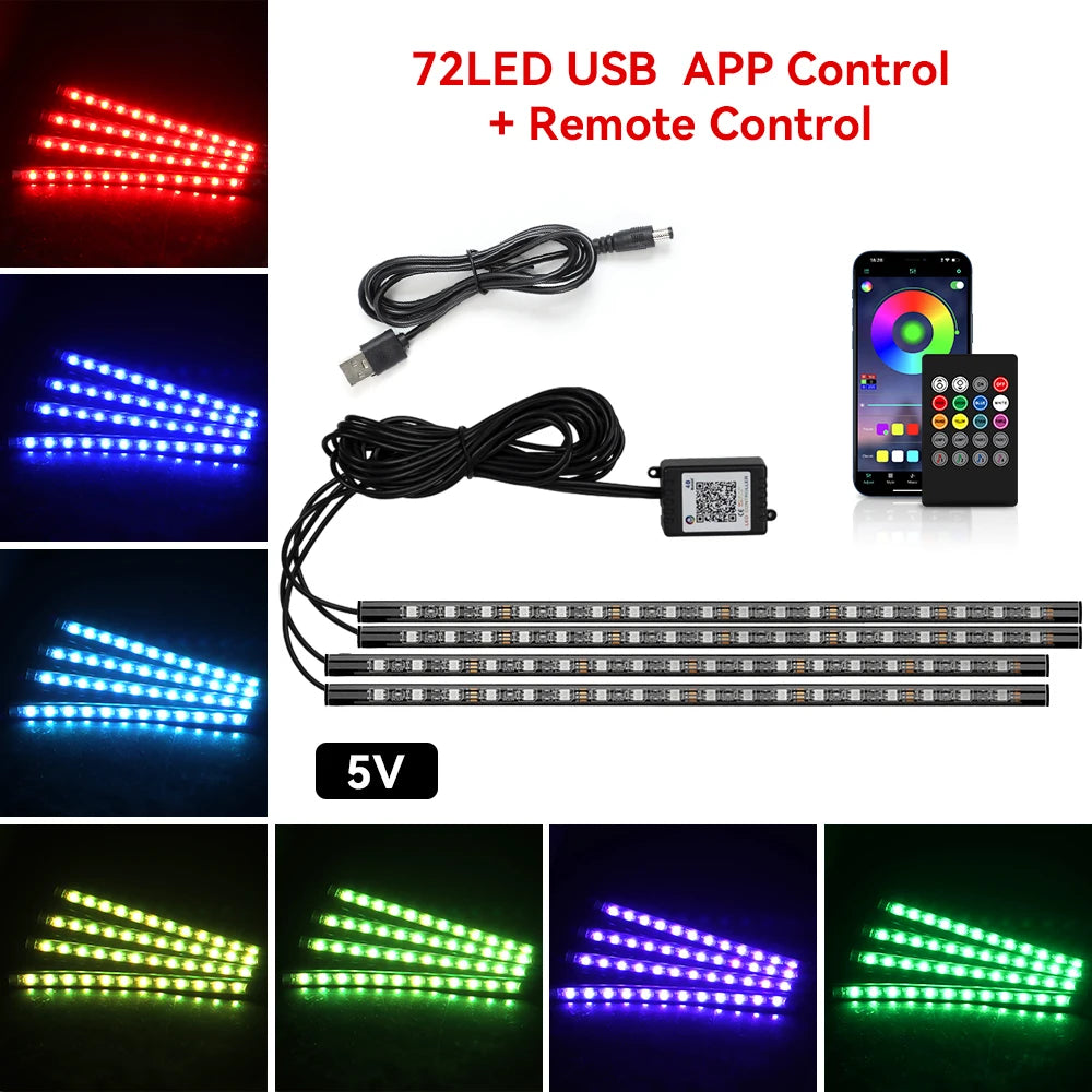 Kit LED RGB Ambiental – Tiras Piso, Sincronía Musical