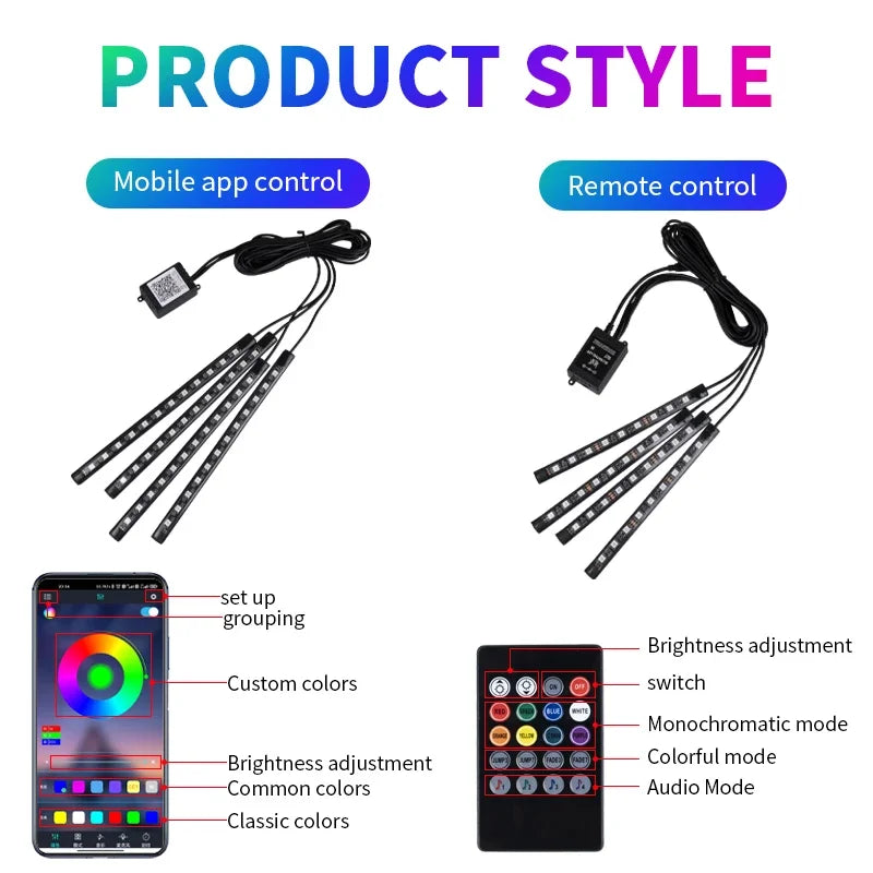 RGB LED Interior Ambient Light – Remote & App