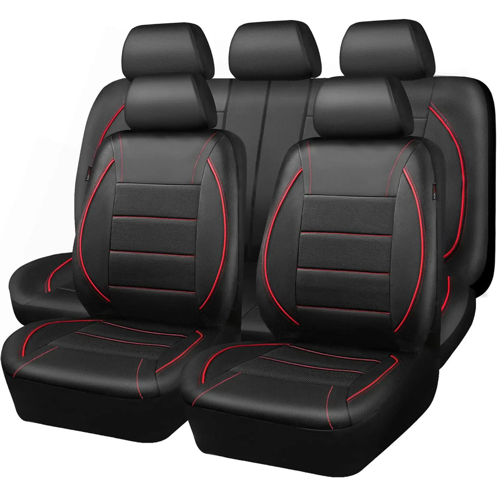 Universal Red Leather Waterproof 5-Seat Car Cover