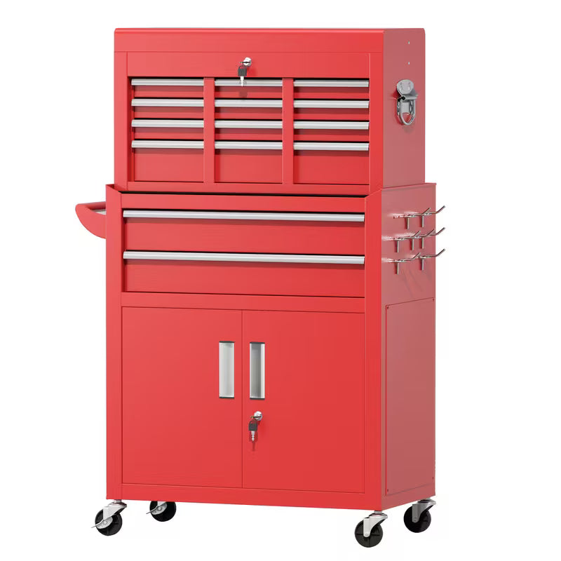 Caja de Herramientas Rodante 2 en 1 – 5 u 8 Cajones | Negro, Morado, Rosa