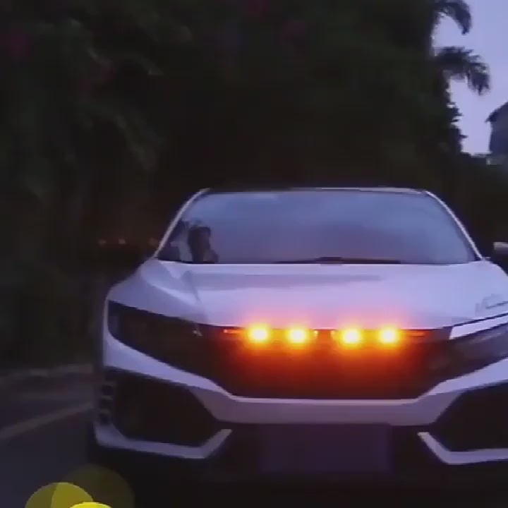 4 Piezas Luces de Rejilla LED Ámbar Lente Ahumada DC12V Carcasa Negra